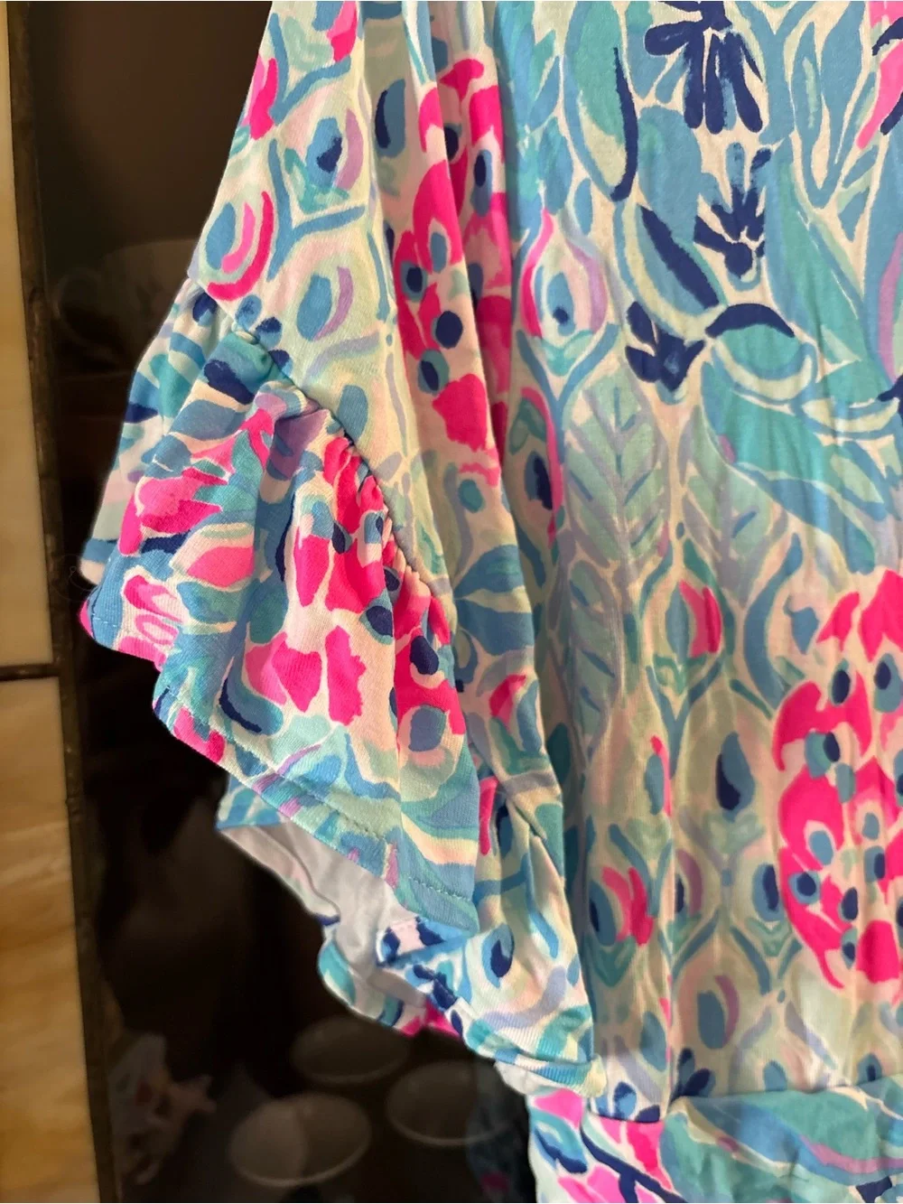 Lilly Pulitzer Multicolor Floral Scoop Neck Dress in Aqua, Pink & Blue